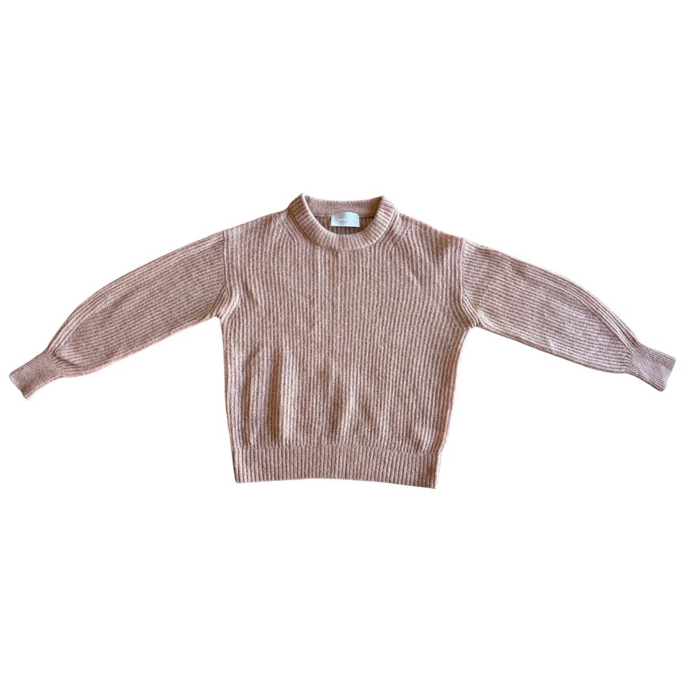 Everlane XS Alpaca Merino Wool Ribbed Crew Neck Sweater Tan